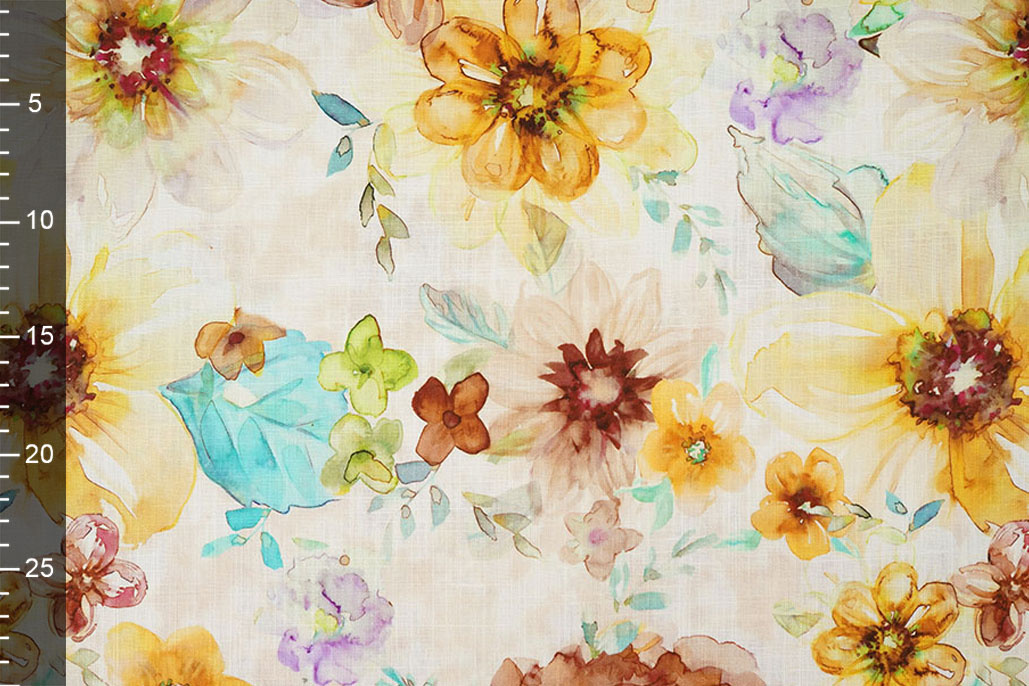 Viscose Linnen Bloemen Dionne Geel