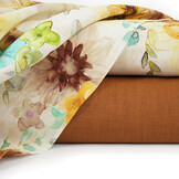 Viscose Linnen Bloemen Dionne Geel