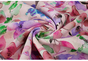 Linen Cotton Babette Pink - Green