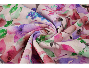 Linen Cotton Babette Pink - Green