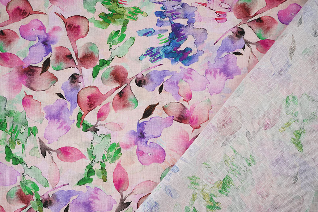 Leinen Baumwolle Babette Rosa - Grün