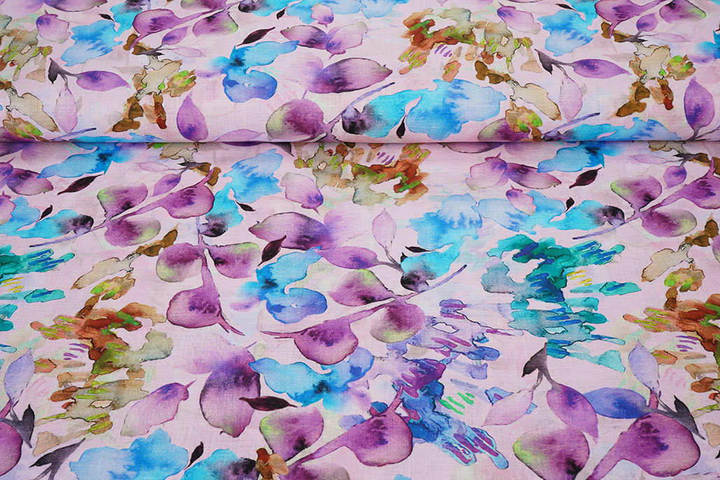 Linen Cotton Babette Purple - Blue