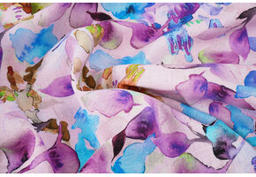 Leinen Baumwolle Babette Lila - Blau