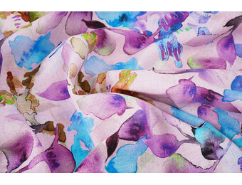 Linen Cotton Babette Purple - Blue