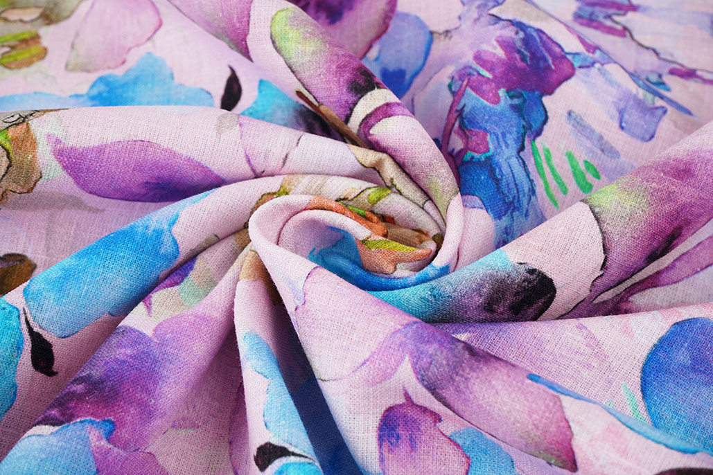 Leinen Baumwolle Babette Lila - Blau