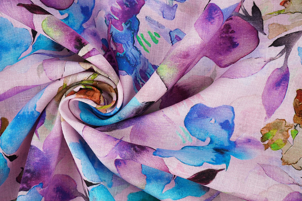 Linnen Katoen Babette Paars - Blauw