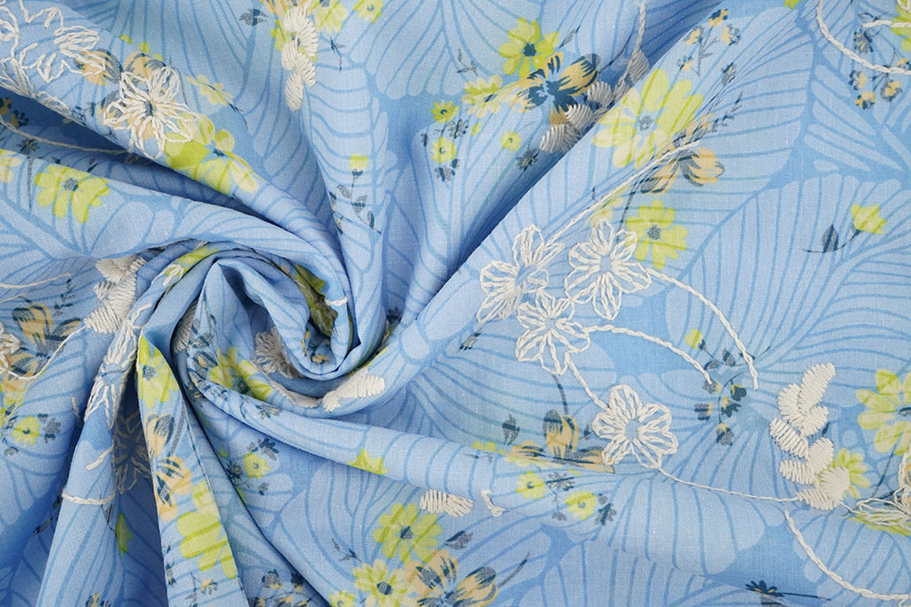 Embroidery Cotton Flowers Nola Jeans Blue