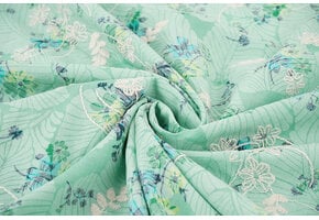 Broderie Katoen Bloemen Nola Mint Groen