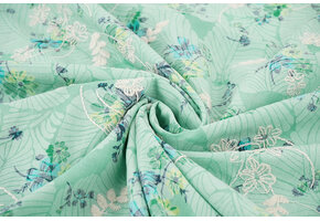 Embroidered  Cotton Flowers Nola Mint Green