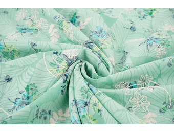 Stickerei Baumwolle Blumen Nola Minzgrün