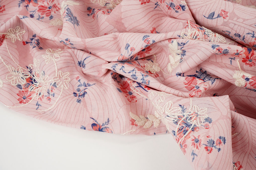 Embroidered Cotton Flowers Nola Pink