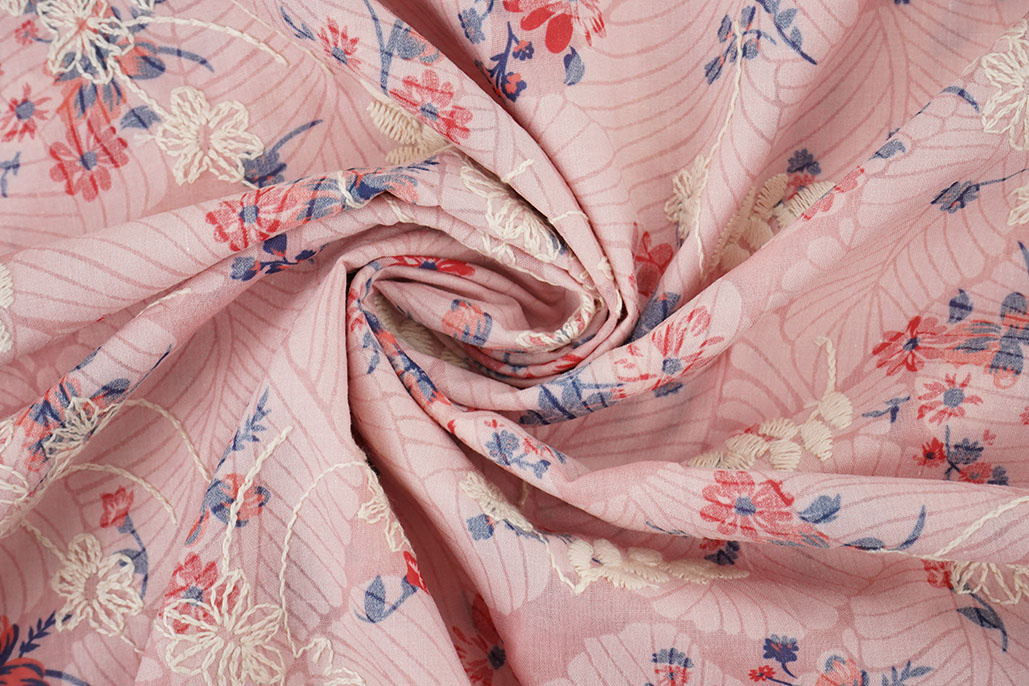 Embroidery Cotton Flowers Nola Pink