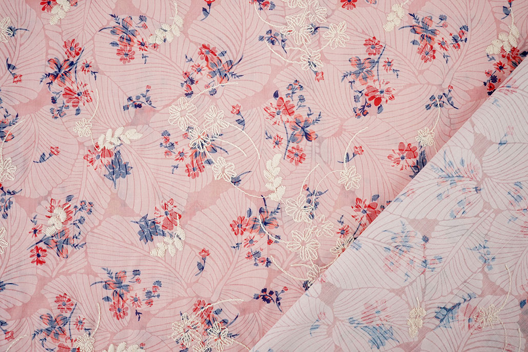 Embroidered Cotton Flowers Nola Pink