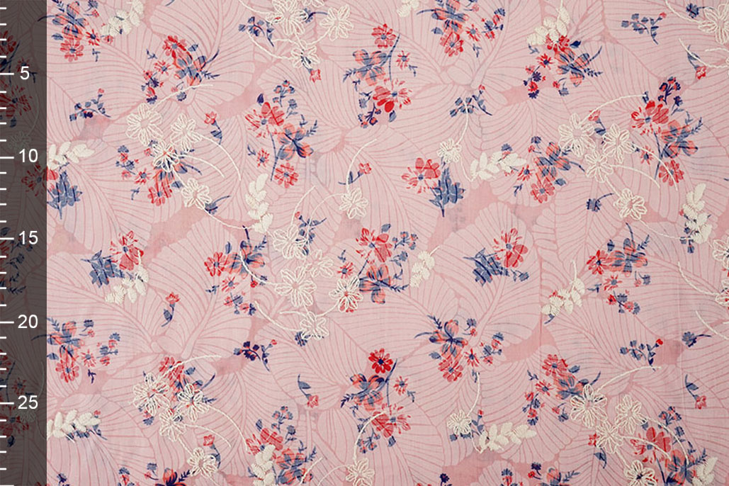 Stickerei Baumwolle Blumen Nola Rosa