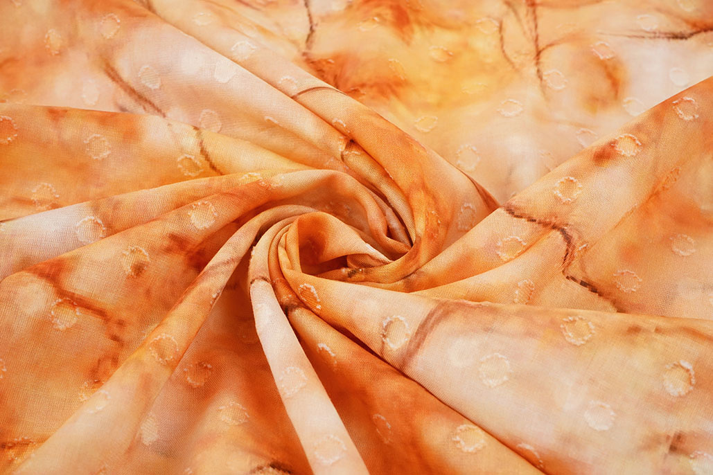 Katoenen Jacquard Voile Oranje