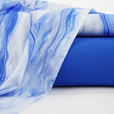 Katoenen Jacquard Voile Blauw