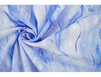 Katoenen Jacquard Voile Blauw