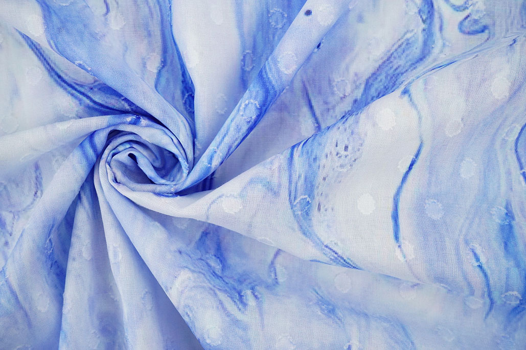 Katoenen Jacquard Voile Blauw