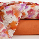 Stickerei Baumwolle Tie Dye Orange Rosa