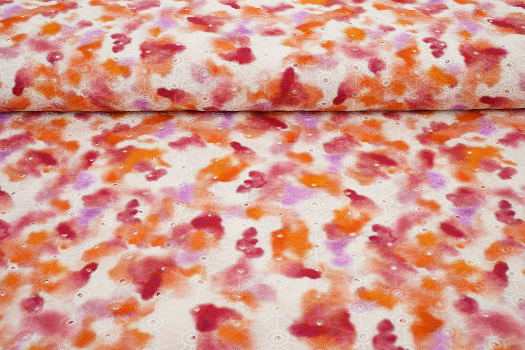 Embroidery Cotton Tie Dye Orange Pink