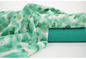 Broderie Katoen Tie Dye Zeegroen