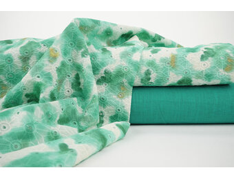 Broderie Katoen Tie Dye Zeegroen