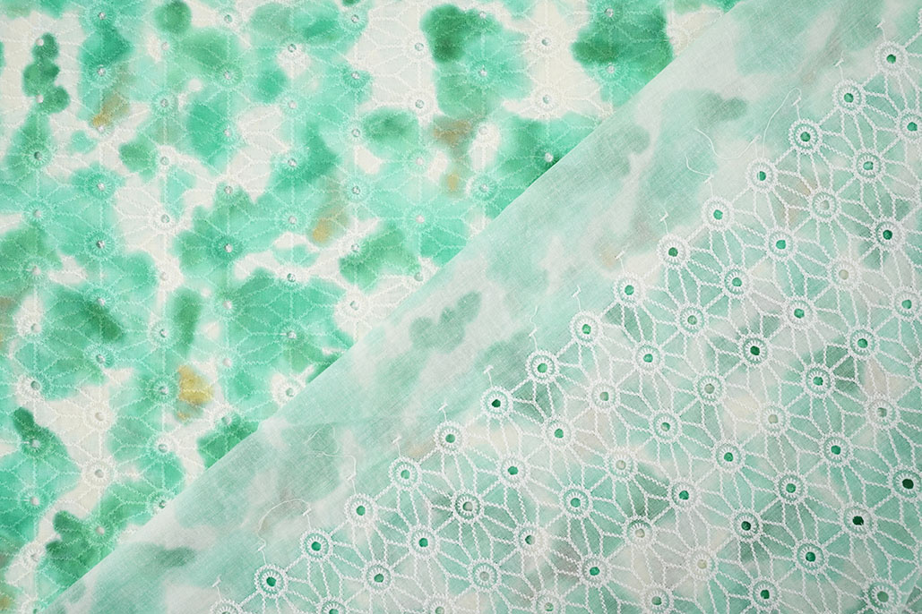 Stickerei Baumwolle Tie Dye Meergrün