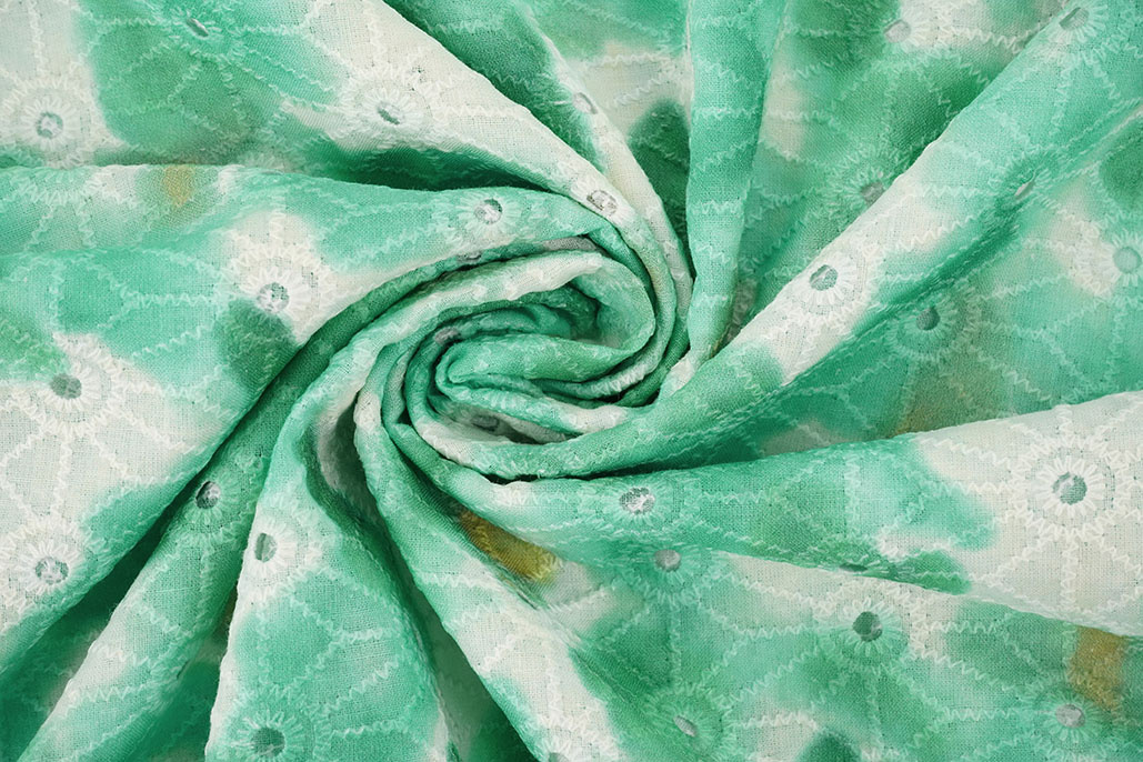 Embroidery Cotton Tie Dye Sea Green