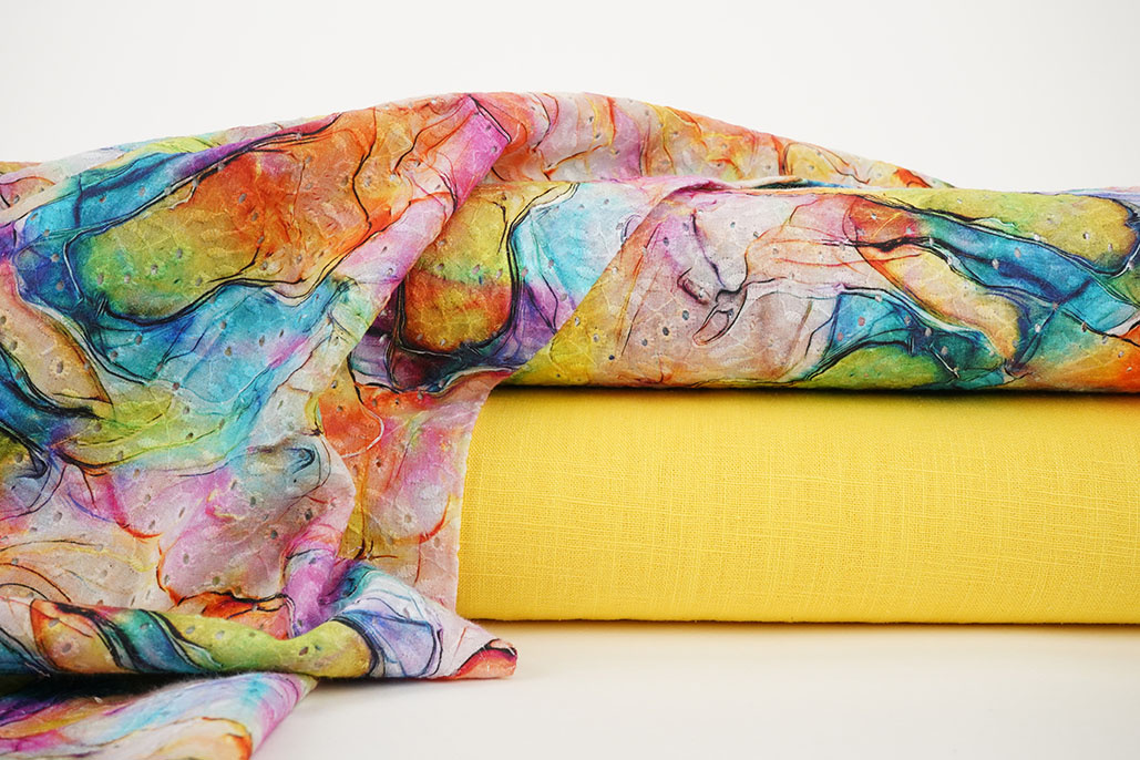 Broderie Katoen Aquarel Roze