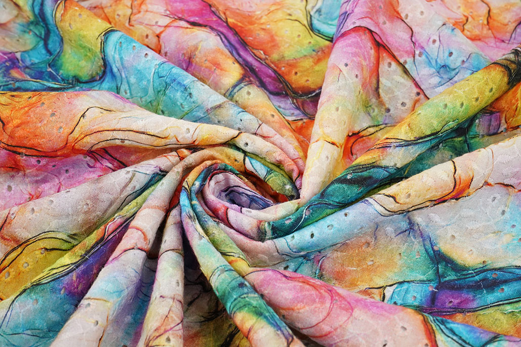 Broderie Katoen Aquarel Roze