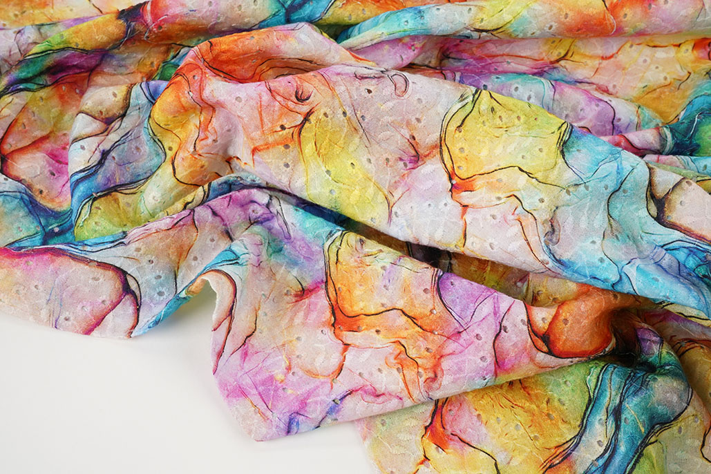 Broderie Katoen Aquarel Roze