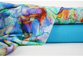 Stickerei Baumwolle Aquarell Blau