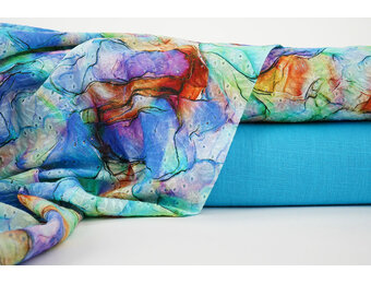 Broderie Katoen Aquarel Blauw