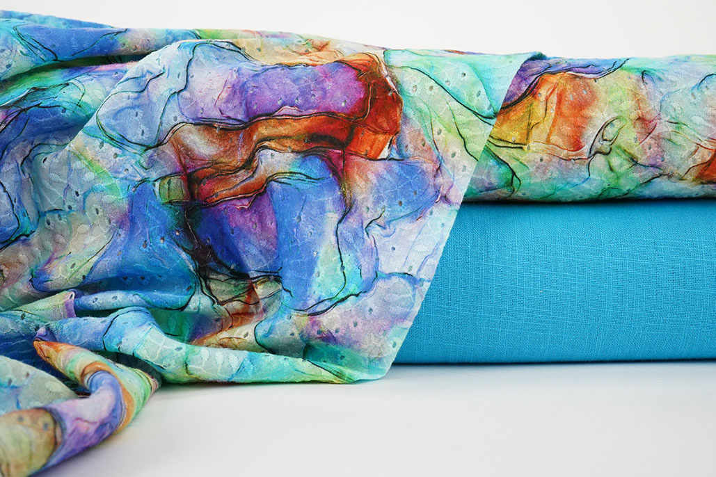 Embroidery Cotton Watercolor Blue