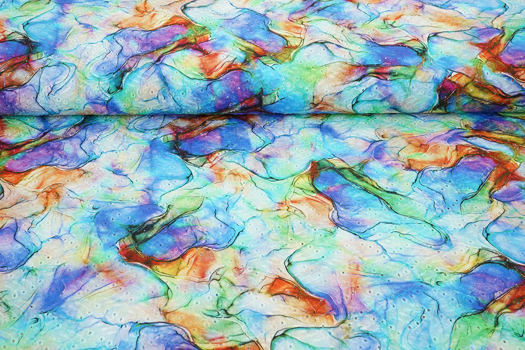 Broderie Katoen Aquarel Blauw