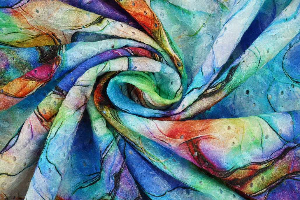 Embroidery Cotton Watercolor Blue