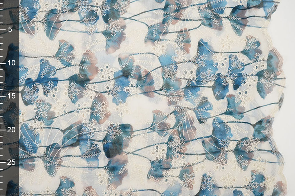 Broderie Papaver Blauw