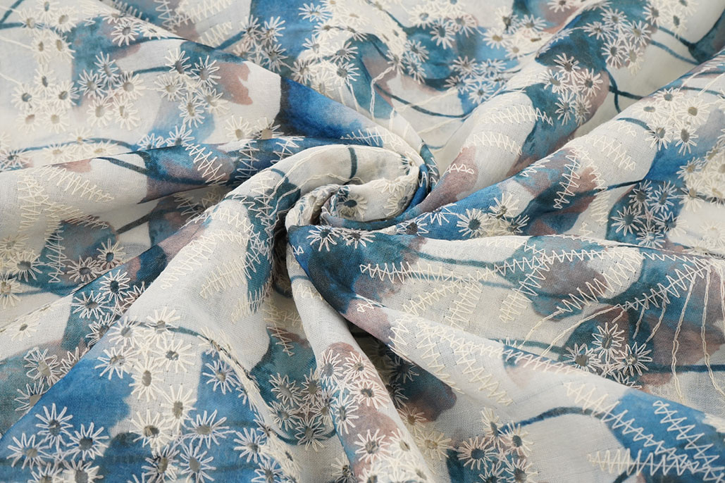 Embroidery Poppy Blue