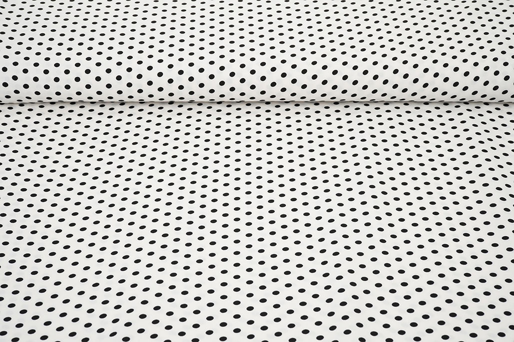 Fine Crêpe Dots White - Black