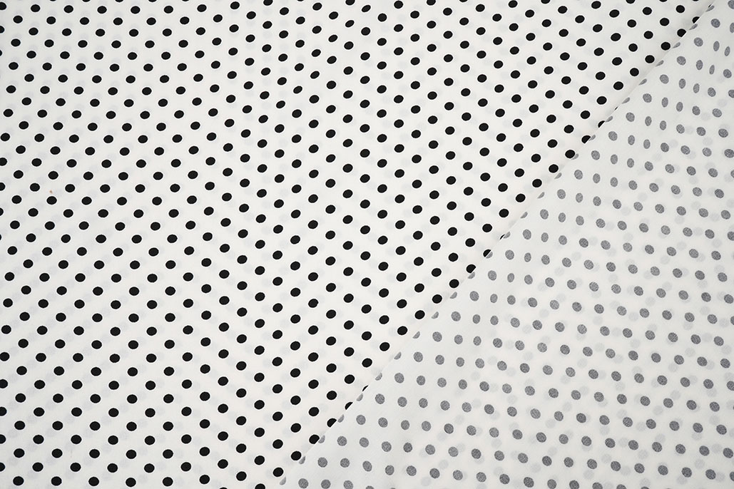 Fine Crêpe Dots White - Black
