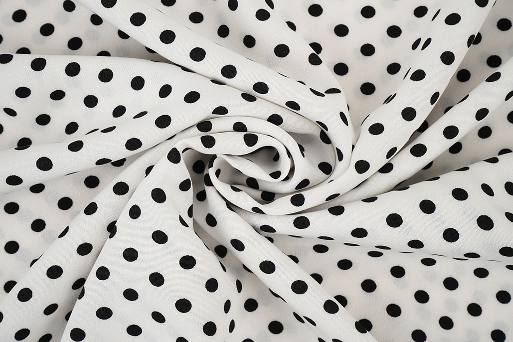 Fine Crêpe Dots White - Black