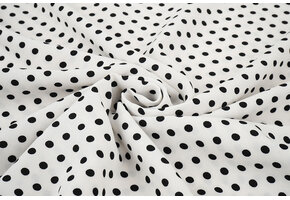 Fine Crêpe Dots White - Black