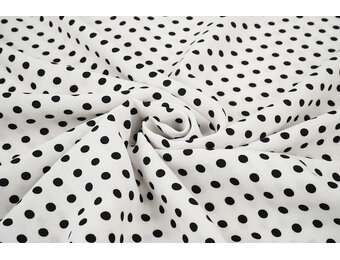 Fijne Crêpe Stippen Wit - Zwart