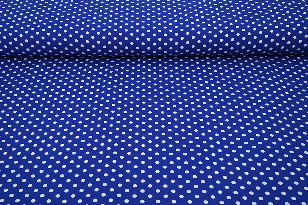 Fine Crêpe Dots Cobalt Blue - White