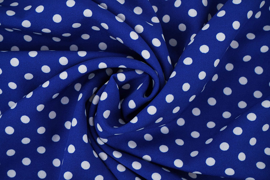 Fine Crêpe Dots Cobalt Blue - White
