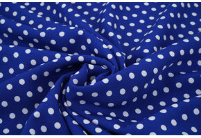 Fine Crêpe Dots Cobalt Blue - White