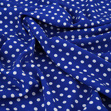 Fine Crêpe Dots Cobalt Blue - White