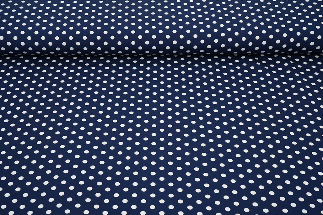Fine Crêpe Dots Navy  - White