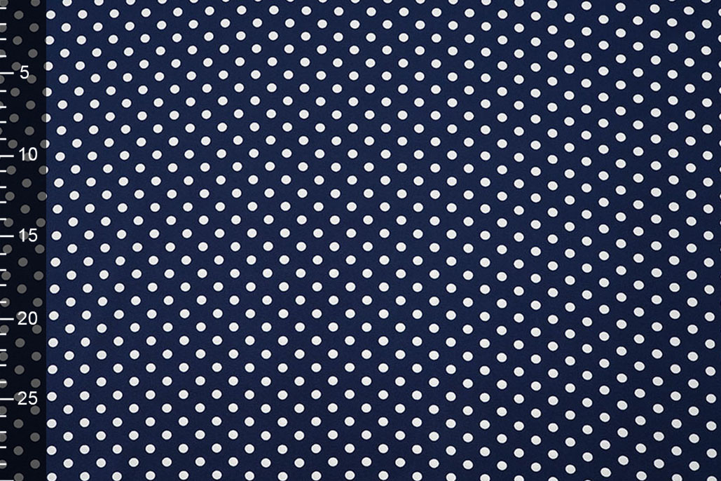 Fine Crêpe Dots Navy  - White