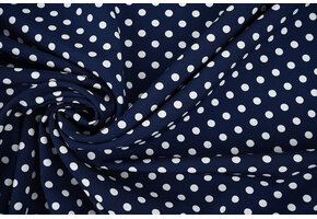 Fine Crêpe Dots Navy  - White